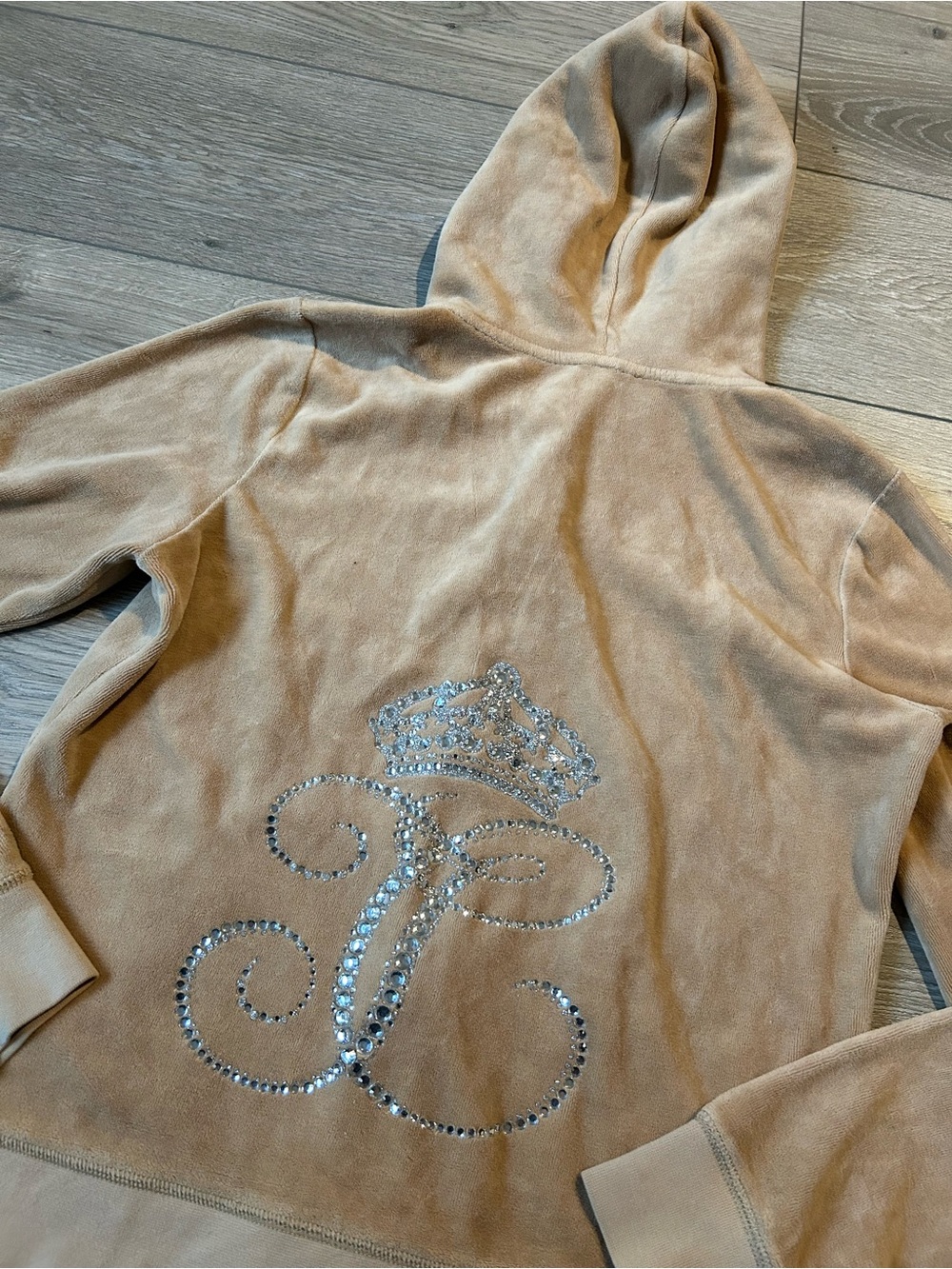 Juicy Couture Bling Velour Jacket Beige / Silver Size Large
